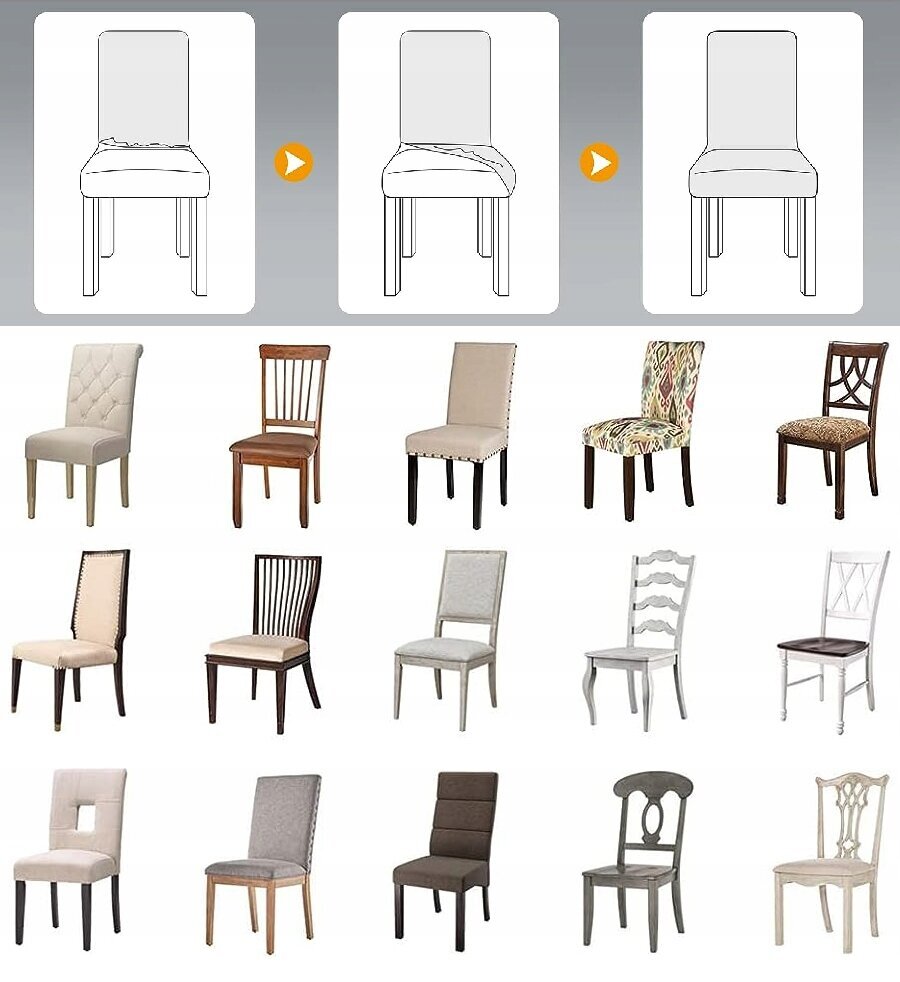 Galaxia kėdžių užvalkalai, 6 vnt., smėlio spalvos kaina ir informacija | Baldų užvalkalai | pigu.lt