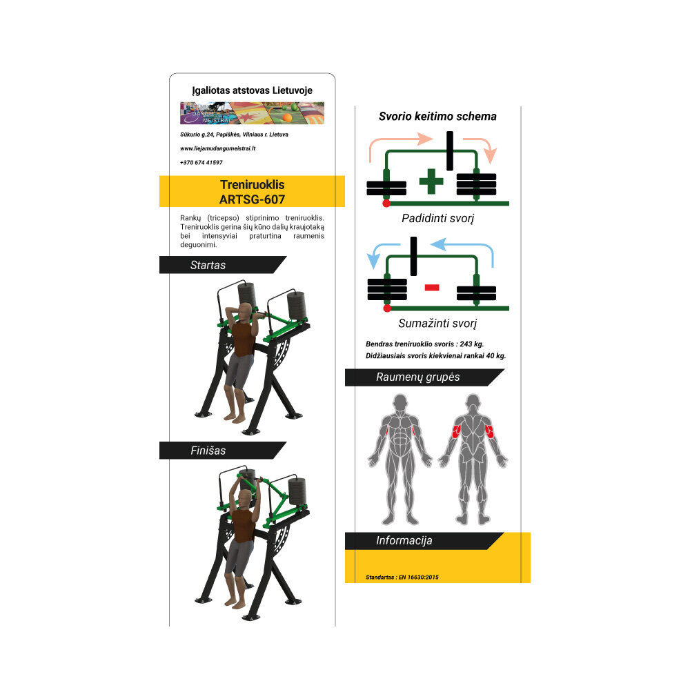 Lauko metalinis multifunkcinis treniruoklis, rankų tricepsams MS-6-07 kaina ir informacija | Daugiafunkciniai treniruokliai | pigu.lt