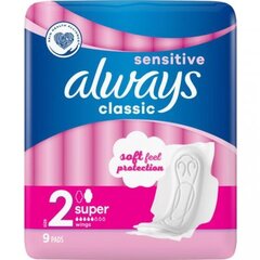 Прокладки гигиенические Always Classic Sensitive Maxi, 9 шт цена и информация | Тампоны, гигиенические прокладки для критических дней, ежедневные прокладки | pigu.lt