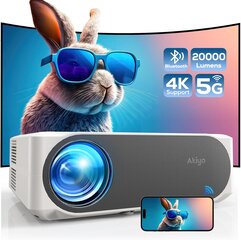 Проектор AKIYO, Full HD 1080P,  20000 люмен,  5G Wi-Fi, Bluetooth,  поддержка 4K, 300 дюймов, пылезащитная сетка, совместимый с телевизором цена и информация | Проекторы | pigu.lt