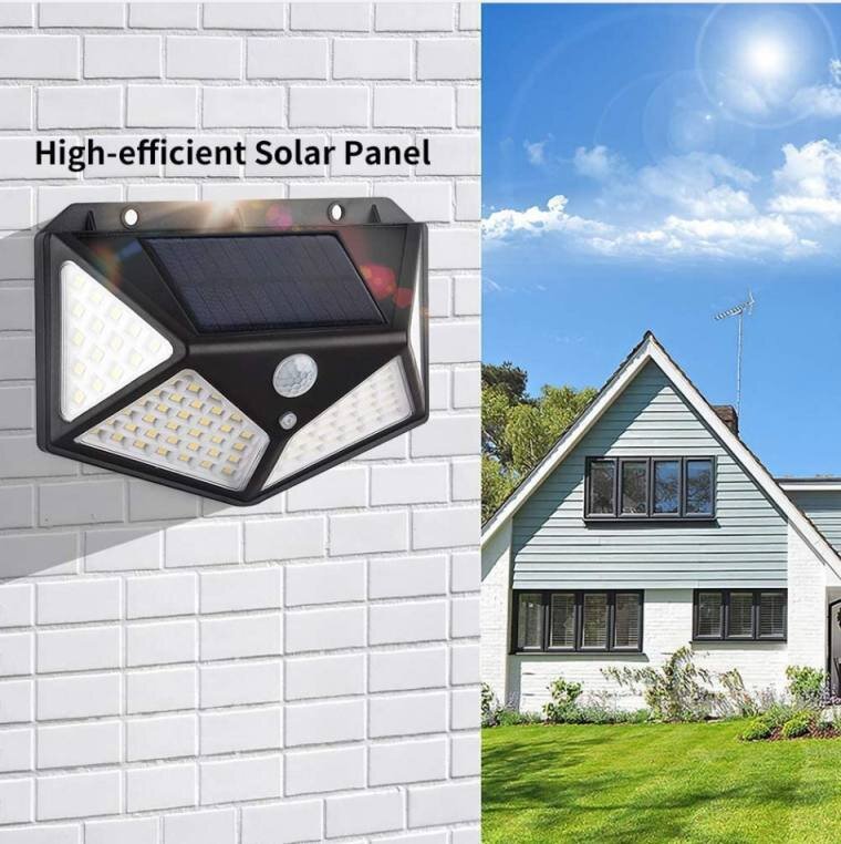 Lauko LED šviestuvai su saulės baterijomis, 2 paketai, 100-SMD kaina ir informacija | Lauko šviestuvai | pigu.lt