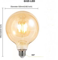 Светодиодная лампочка Crown G125 E27, 4W, 320 лм цена и информация | Электрические лампы | pigu.lt