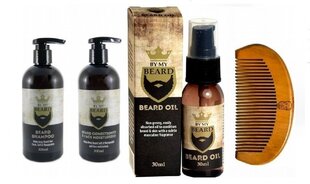 Rinkinys barzdos priežiūrai By My Beard vyrams: šampūnas, 300 ml + kondicionierius, 300 ml + aliejus, 30 ml + nelankstomos šukos kaina ir informacija | Skutimosi priemonės ir kosmetika | pigu.lt