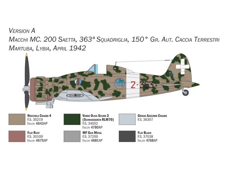 Klijuojamas modelis Italeri Macchi C.200 Serie XXI-XXIII, 1/48, 2767 kaina ir informacija | Klijuojami modeliai | pigu.lt
