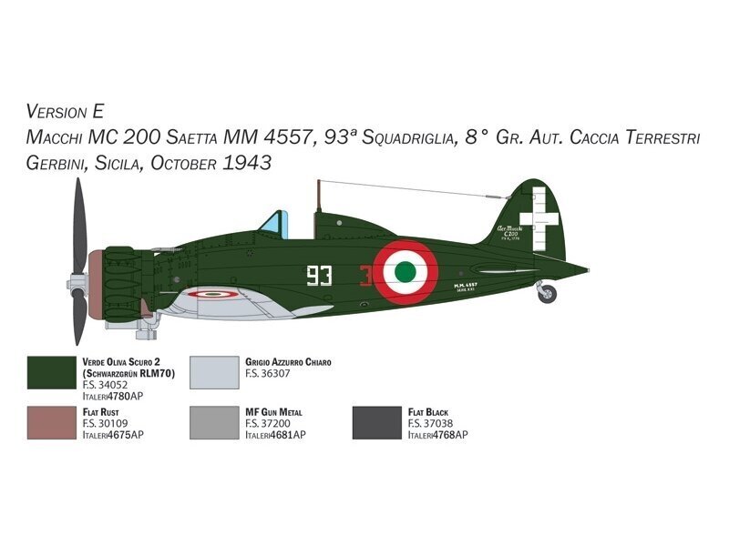 Klijuojamas modelis Italeri Macchi C.200 Serie XXI-XXIII, 1/48, 2767 kaina ir informacija | Klijuojami modeliai | pigu.lt