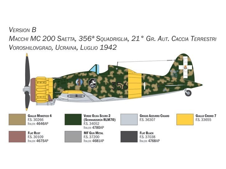 Klijuojamas modelis Italeri Macchi C.200 Serie XXI-XXIII, 1/48, 2767 kaina ir informacija | Klijuojami modeliai | pigu.lt