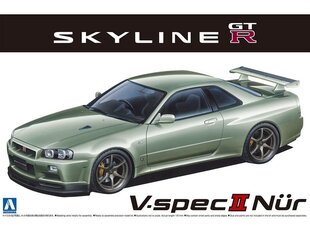 Сборная пластиковая модель. Aoshima - Nissan BNR34 Skyline GT-R V-specII Nür. '02, 1/24, 06275 цена и информация | Склеиваемые модели | pigu.lt