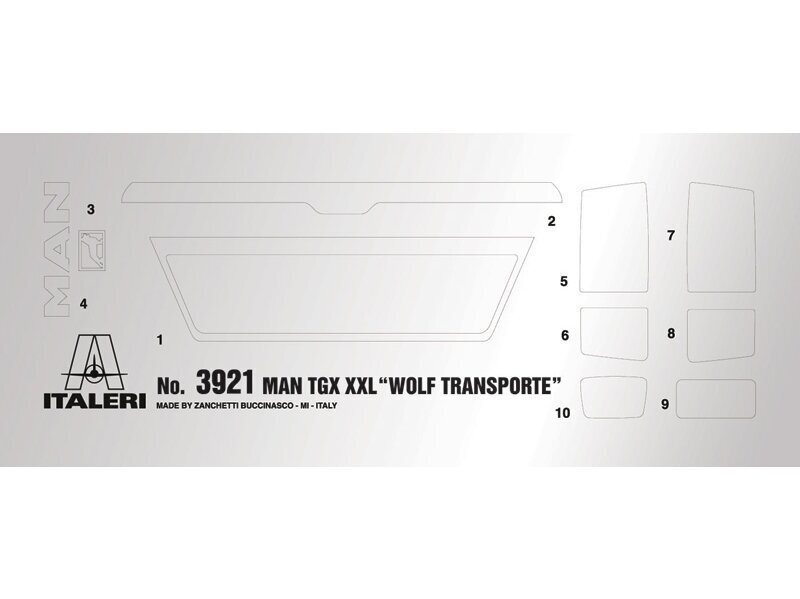 Plastikinis konstruktorius Italeri MAN TGX XXL Wolf Transporte 1/24 3921 kaina ir informacija | Konstruktoriai ir kaladėlės | pigu.lt