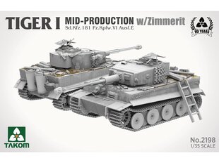 Surenkamas modelis Tiger I Mid-Production w/Zimmerit Sd.Kfz. 181 Pz.Kpfw. VI Ausf. E Takom, 1/35, 2198 kaina ir informacija | Konstruktoriai ir kaladėlės | pigu.lt