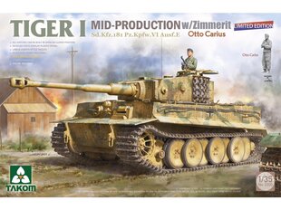 Takom - Tiger I Mid Production w/zimmerit Sd.Kfz. 181 Pz.Kpfw. VI Ausf. E Otto Carius, 1/35, 2200 цена и информация | Конструкторы и кубики | pigu.lt