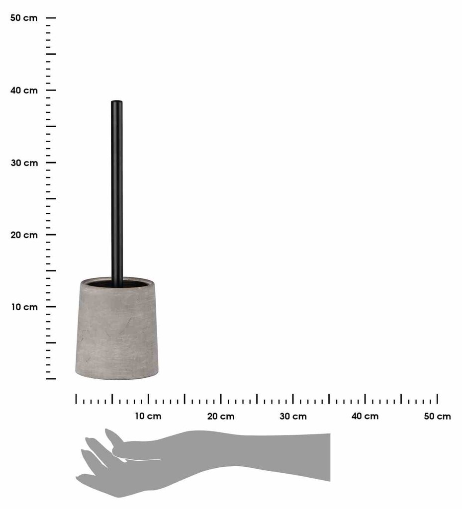 Villena cementinis tualeto šepetys pagamintas iš cemento, su juoda rankena, pilku konteineriu ir keičiamu antgaliu цена и информация | Vonios kambario aksesuarai | pigu.lt