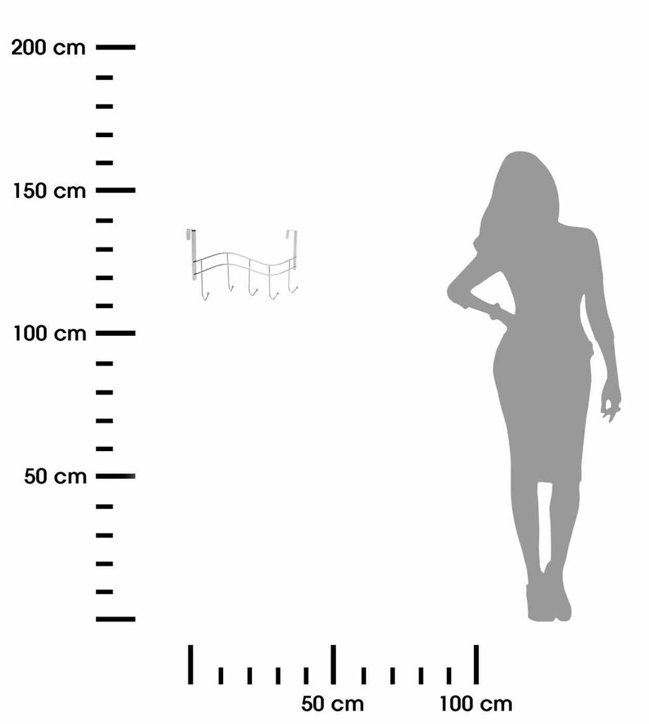 Metalinė durų pakaba Wave chrom sidabrinė metalinė durų pakaba, 5 kabliukai drabužiams ir rankšluosčiams kaina ir informacija | Vonios kambario aksesuarai | pigu.lt