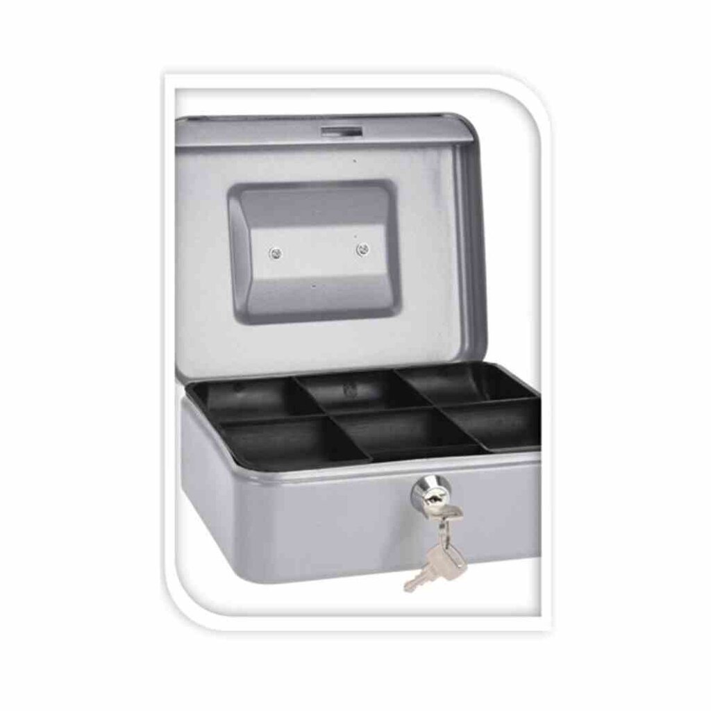 Metalinis pinigų seifas, sidabrinis цена и информация | Seifai | pigu.lt