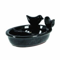 Keramikinė paukščių girdykla Esschert Design, 15,7×21,1×9 cm, juoda kaina ir informacija | Sodo dekoracijos | pigu.lt