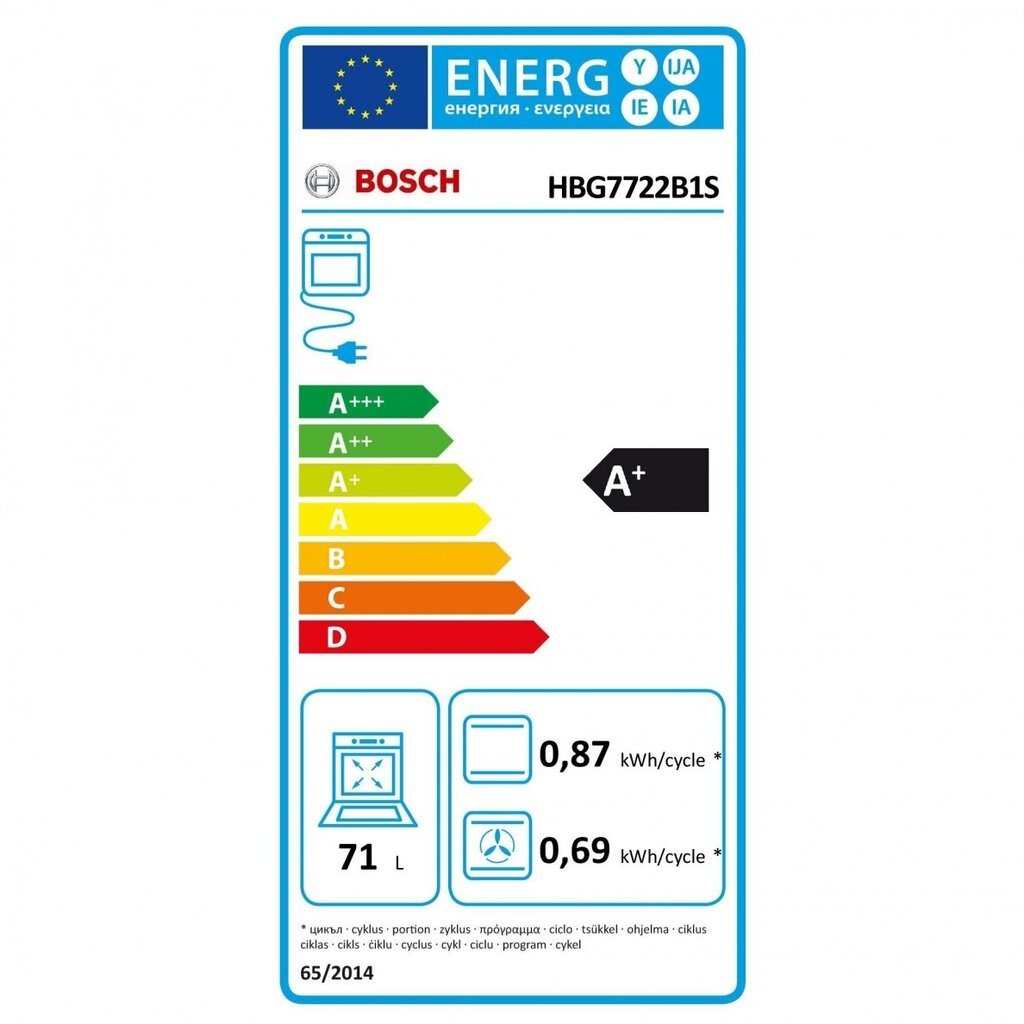 Bosch HBG7722B1S kaina ir informacija | Orkaitės | pigu.lt