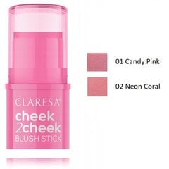 Lazdelės formato skaistalai veidui Claresa Cheek 2 Cheek Blush Stick, 01 Cand Pink, 6 g kaina ir informacija | Bronzantai, skaistalai | pigu.lt