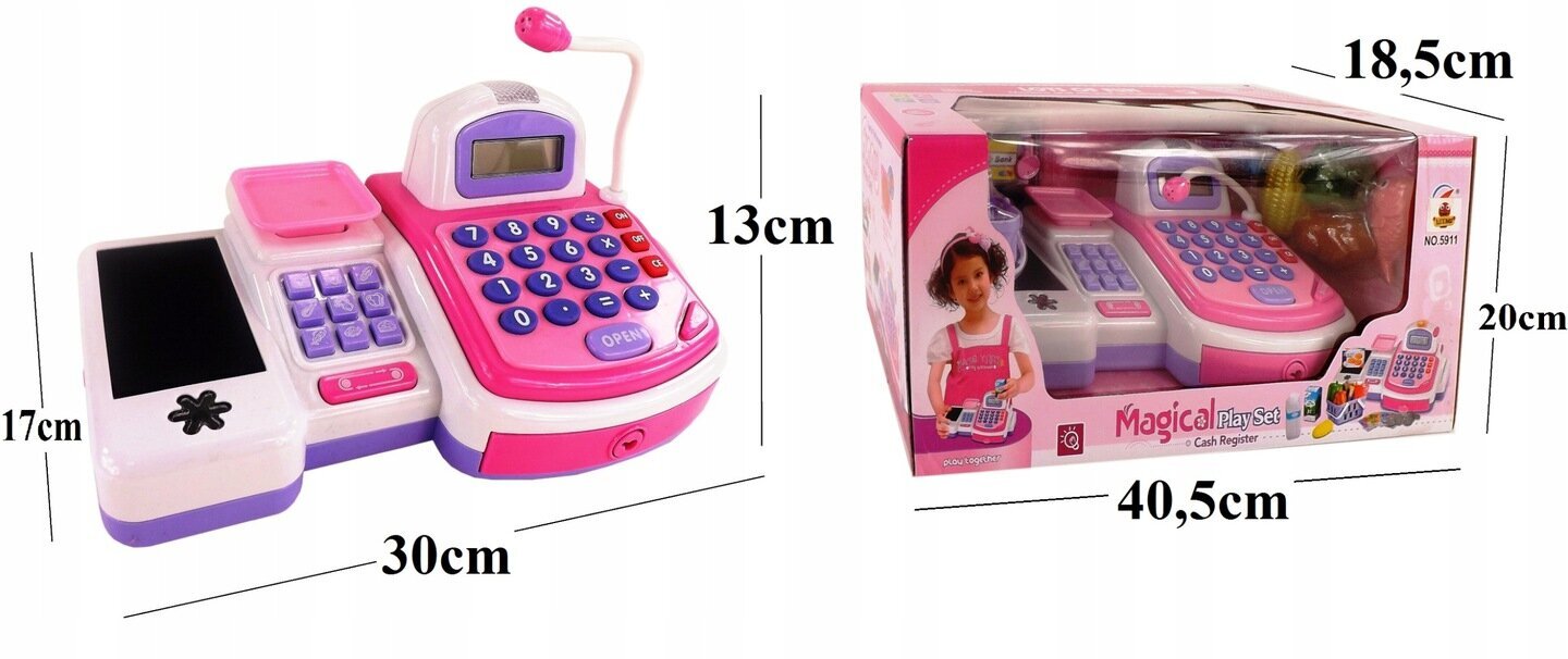 Kasos aparatas su priedais vaikams 5911, rožinis kaina ir informacija | Žaislai mergaitėms | pigu.lt