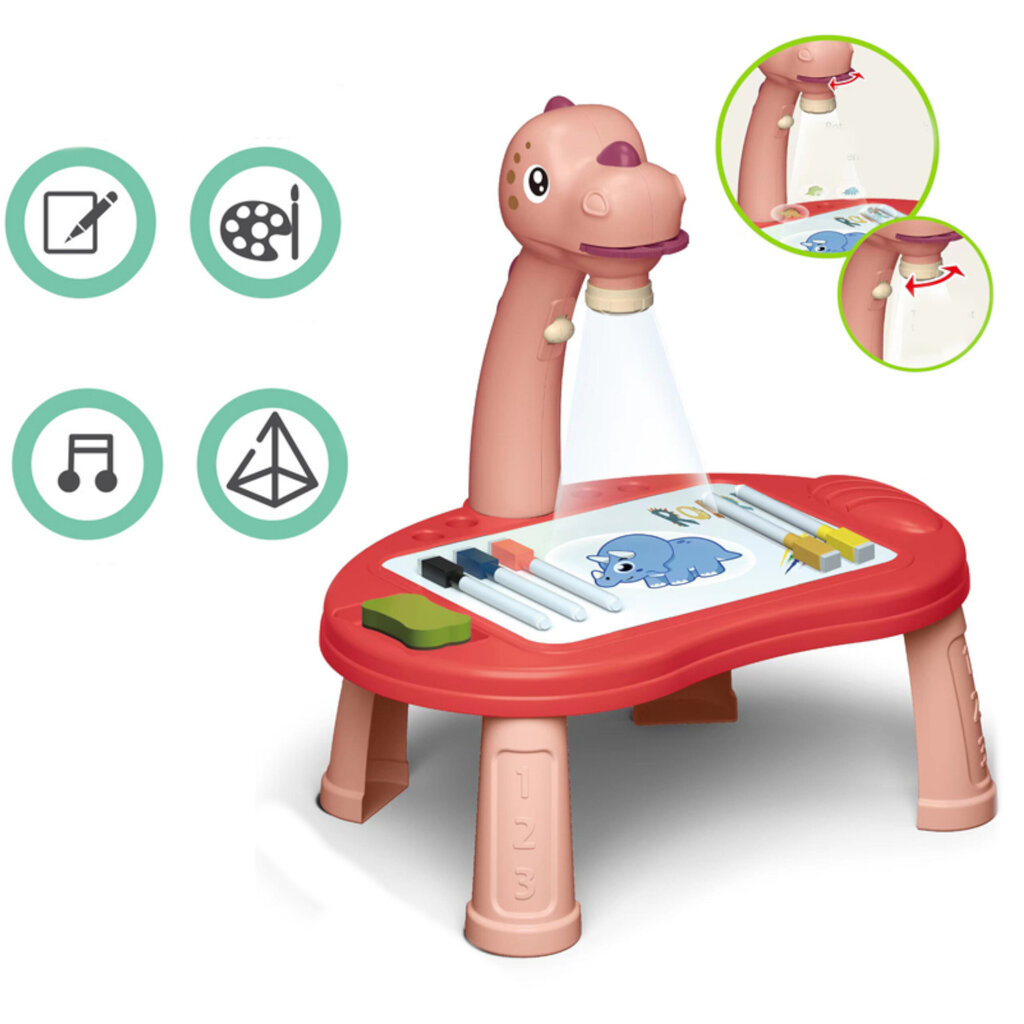 Piešimo stalas-projektorius Dinozauras T-Rex, rožinis 42R kaina ir informacija | Lavinamieji žaislai | pigu.lt