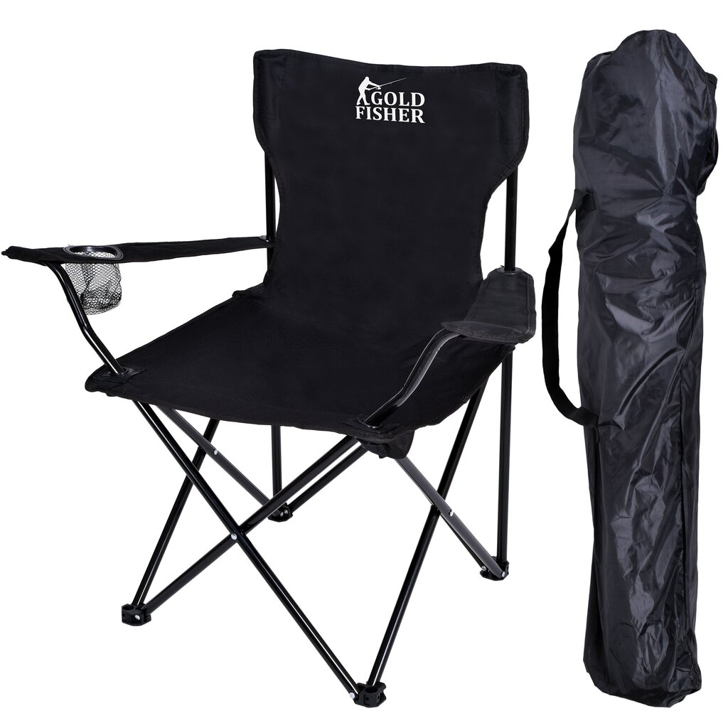Sulankstoma turistinė kėdė Hugo, juoda, 80x80cm kaina ir informacija | Turistiniai baldai | pigu.lt