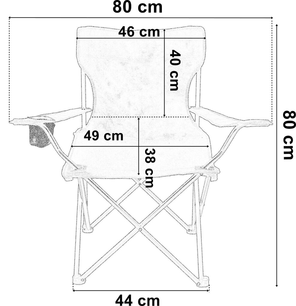 Sulankstoma turistinė kėdė Hugo, juoda, 80x80cm цена и информация | Turistiniai baldai | pigu.lt