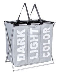 Triko trijų kamerų skalbinių krepšys - 130L - pilkas цена и информация | Аксессуары для ванной комнаты | pigu.lt