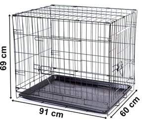 Metalinis narvas gyvūnams Kishu, 91x60x69 cm kaina ir informacija | Transportavimo narvai, krepšiai | pigu.lt