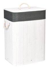 Bambuko skalbinių krepšys su dangčiu 80L baltos ir pilkos spalvos цена и информация | Аксессуары для ванной комнаты | pigu.lt