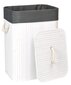 Bambuko skalbinių krepšys su dangčiu 80L baltos ir pilkos spalvos kaina ir informacija | Vonios kambario aksesuarai | pigu.lt