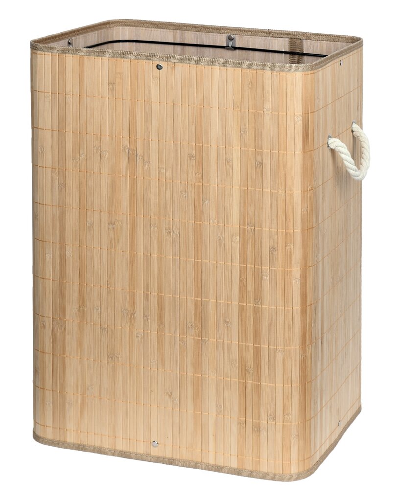 Bambuko skalbinių krepšys su dangčiu Soren 80L natūralus kaina ir informacija | Vonios kambario aksesuarai | pigu.lt