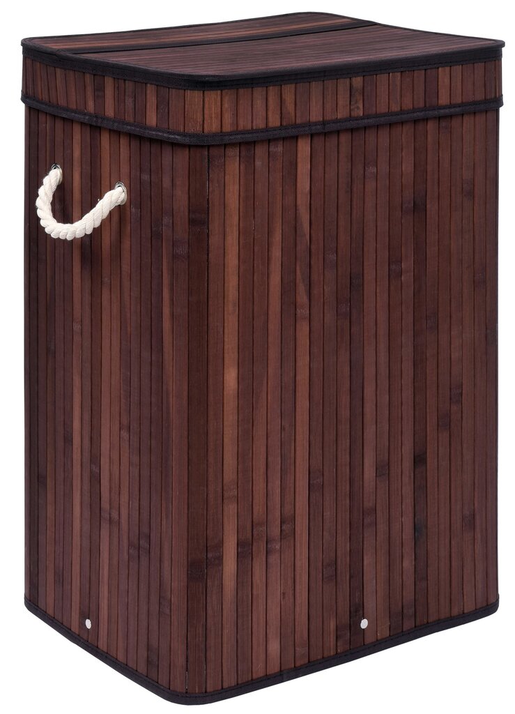 Bambuko skalbinių krepšys su dangčiu Soren 80L wenge kaina ir informacija | Vonios kambario aksesuarai | pigu.lt