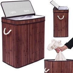 Bambuko skalbinių krepšys su dangčiu 100L kaina ir informacija | Vonios kambario aksesuarai | pigu.lt