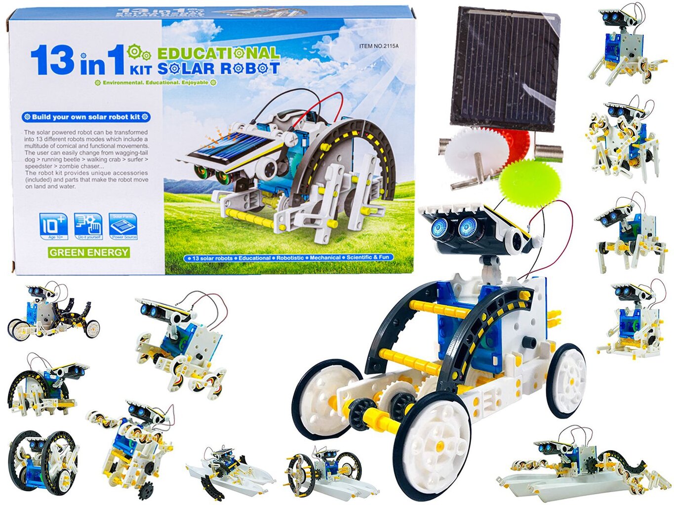 Saulės robotų rinkinys 13in1 цена и информация | Lavinamieji žaislai | pigu.lt