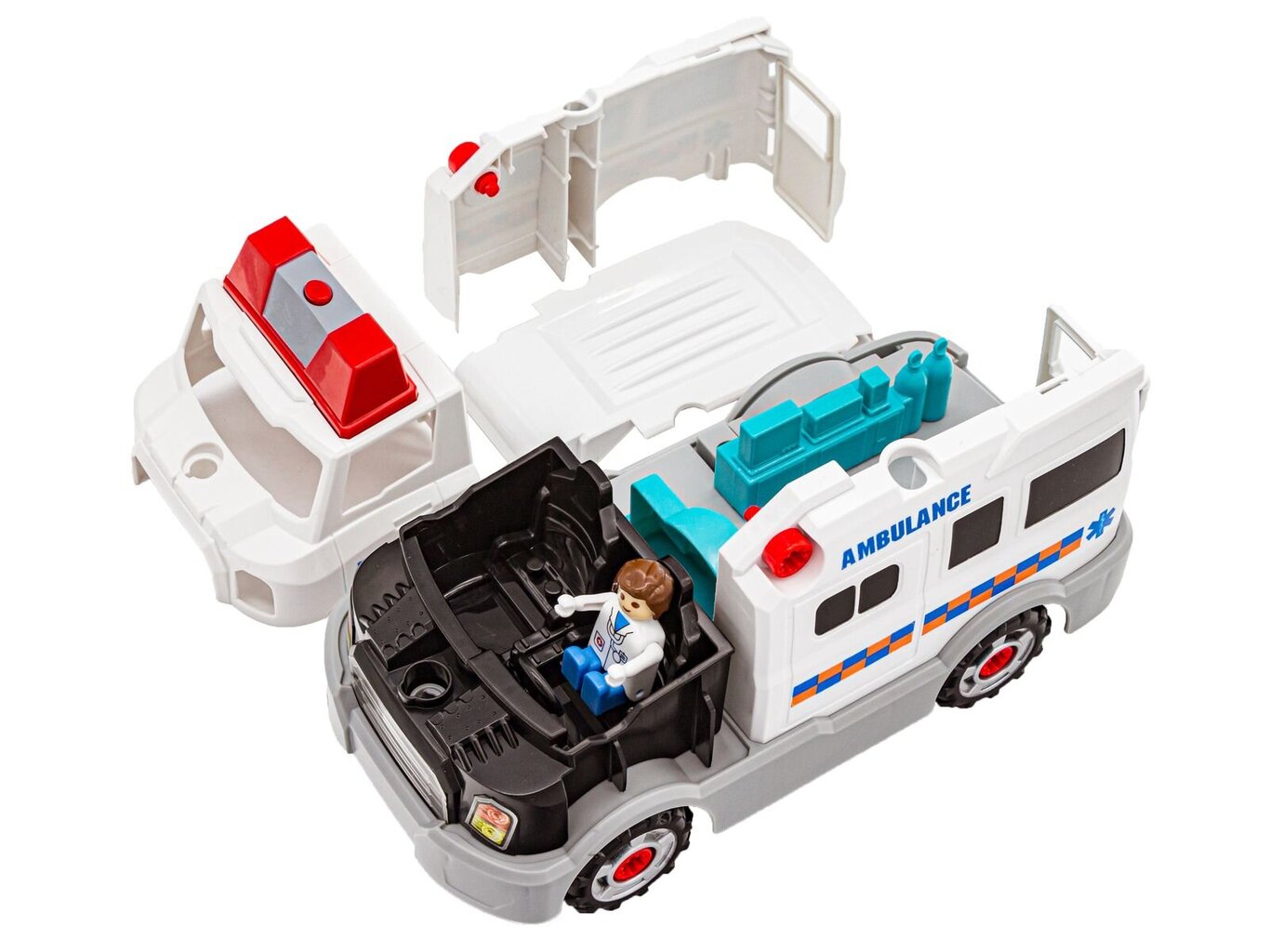 Greitosios pagalbos automobilis su įrankių rinkiniu vaikams kaina ir informacija | Žaislai berniukams | pigu.lt