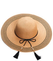 Madinga, didelė, pinta skrybėlė iš pynių ir karoliukų, 17799-uniw kaina ir informacija | Kepurės moterims | pigu.lt