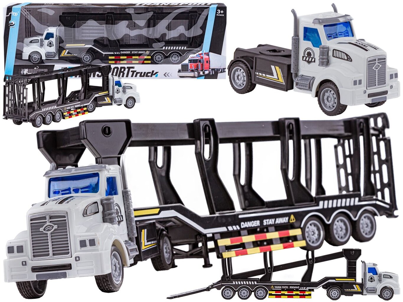 Sunkvežimis transporteris su atverčiama priekaba, 1:48 kaina ir informacija | Žaislai berniukams | pigu.lt