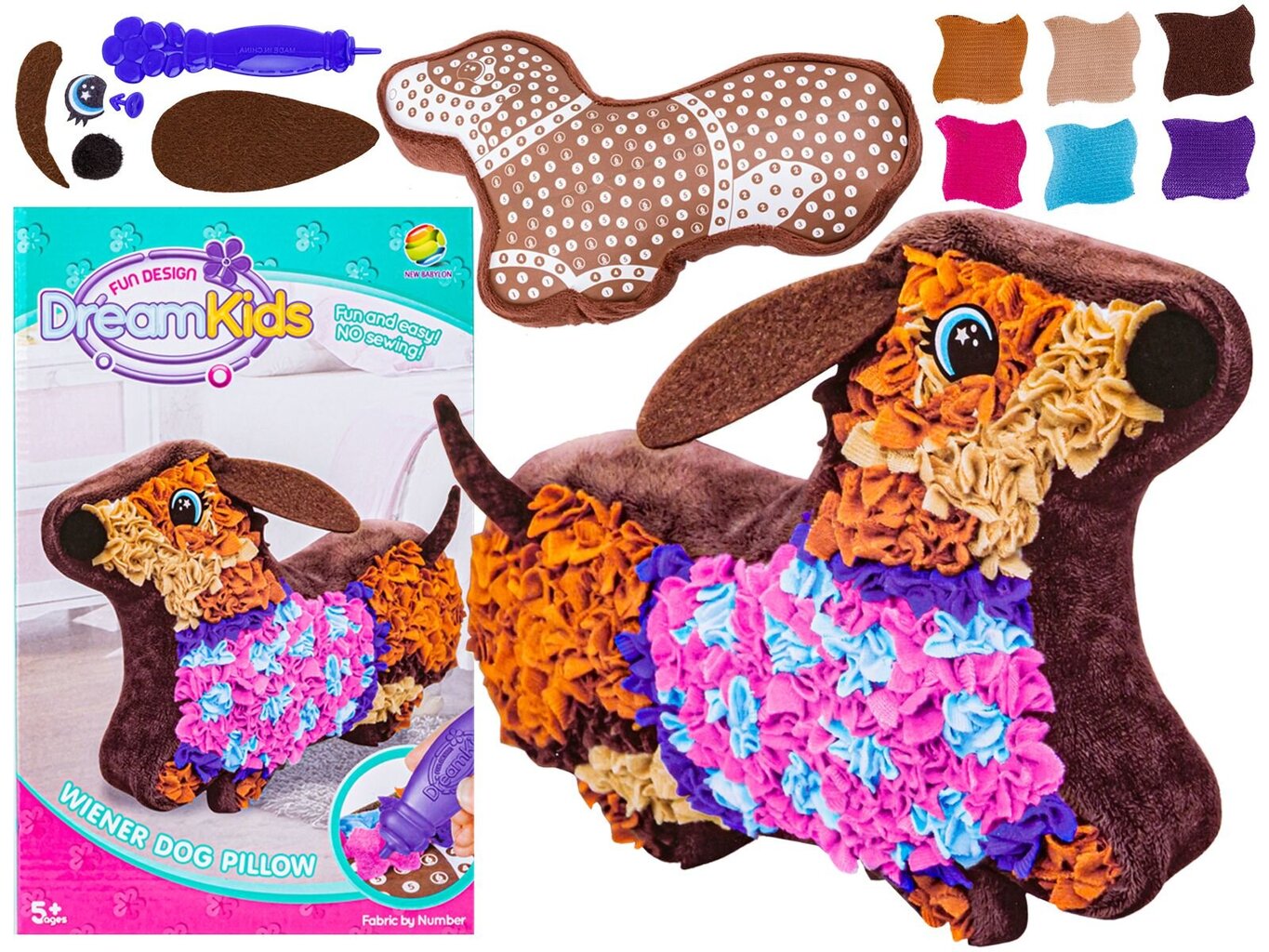 Kūrybinis pagalvėlės siuvimo rinkinys New Babylon Dream Kids Šuo kaina ir informacija | Lavinamieji žaislai | pigu.lt