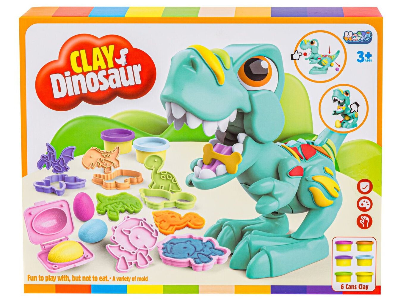 Kūrybinis rinkinys su plastilino mase Happy Toys Dinosaur kaina ir informacija | Lavinamieji žaislai | pigu.lt