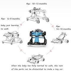 Kūdikių vaikštynė Nukas 4in1, blue kaina ir informacija | Vaikštynės | pigu.lt