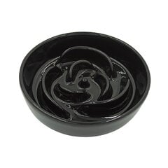 Gyvūnų lėto valgymo keramikinis dubenėlis Tailium, M, juodas kaina ir informacija | Dubenėliai, dėžės maistui | pigu.lt