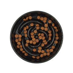 Gyvūnų lėto valgymo keramikinis dubenėlis Tailium, M, juodas kaina ir informacija | Dubenėliai, dėžės maistui | pigu.lt
