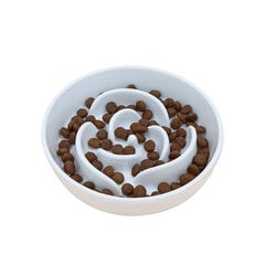Gyvūnų lėto valgymo keramikinis dubenėlis Tailium, M, baltas kaina ir informacija | Dubenėliai, dėžės maistui | pigu.lt