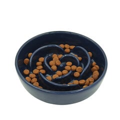 Gyvūnų lėto valgymo keramikinis dubenėlis Tailium, M, mėlynas kaina ir informacija | Dubenėliai, dėžės maistui | pigu.lt