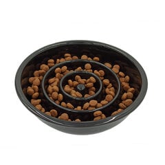Lėto valgymo keramikinis dubenėlis šunims Tailium, L dydžio, juodas, kaina ir informacija | Dubenėliai, dėžės maistui | pigu.lt