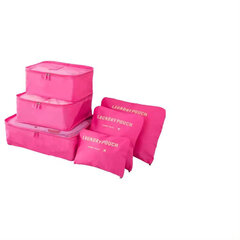 Комплект органайзеров, 6 деталей, розовый цена и информация | Чемоданы, дорожные сумки  | pigu.lt