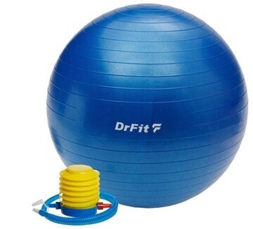 Gimnastinis fitneso kamuolys su pompa DrFit, 65cm, mėlynas kaina ir informacija | Gimnastikos kamuoliai | pigu.lt