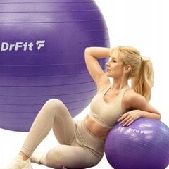 Gimnastinis fitneso kamuolys su pompa DrFit, 55c, violetinis kaina ir informacija | Gimnastikos kamuoliai | pigu.lt