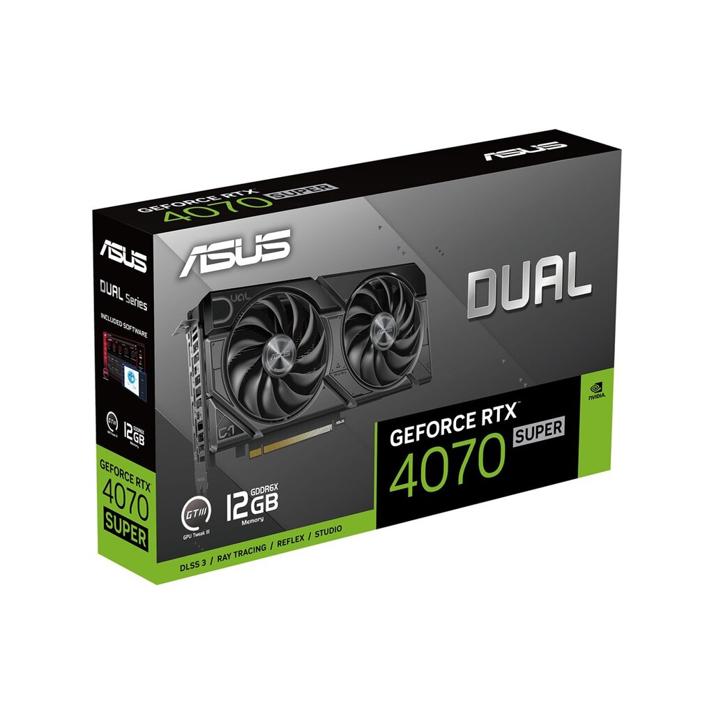 Asus Dual GeForce RTX 4070 Super Evo (90YV0KC1-M0NA00) kaina ir informacija | Vaizdo plokštės (GPU) | pigu.lt