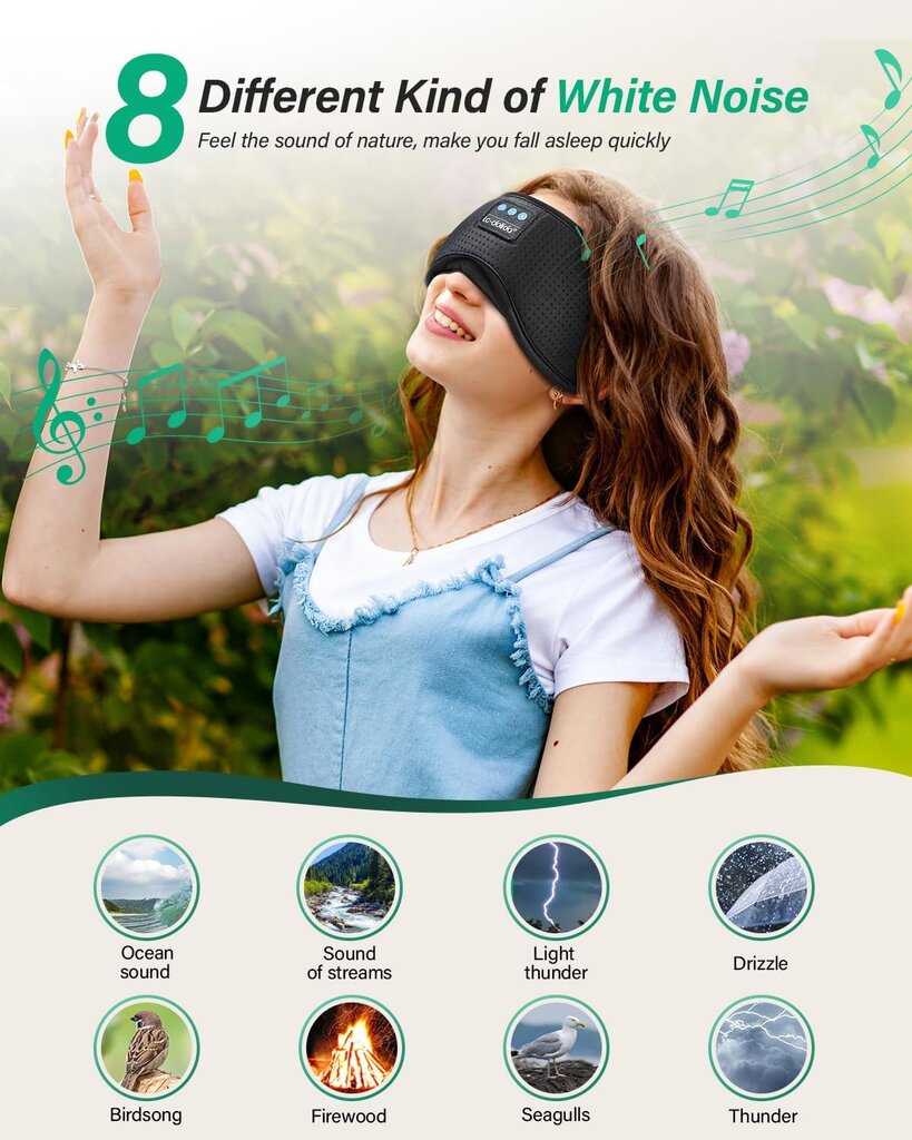 Miego kaukė su ausinėmis ir Bluetooth kaina ir informacija | Ausinės | pigu.lt