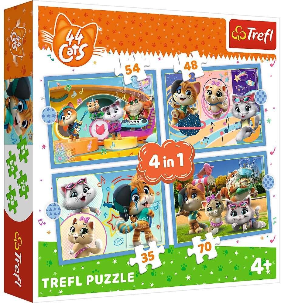 Dėlionė su katėmis Trefl 4in1 44 katės, 207 d. kaina ir informacija | Dėlionės (puzzle) | pigu.lt