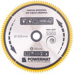 Medienos pjovimo diskas Powermat TDD-305x30x100Z, 305x30x3 mm цена и информация | Шлифовальные машины | pigu.lt